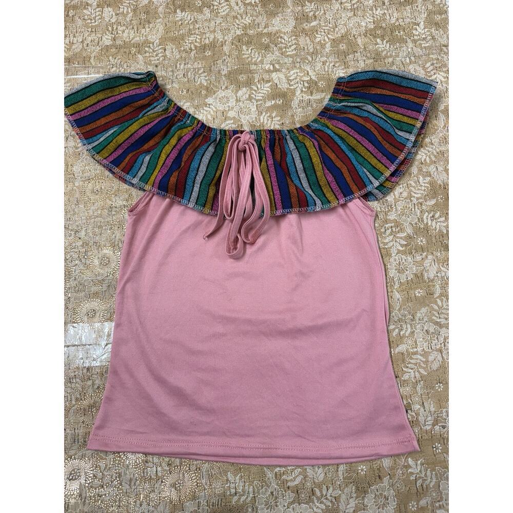 Mexican Coquette Top Women's Small Off The Shoulder Serape Peasant Festival Boho